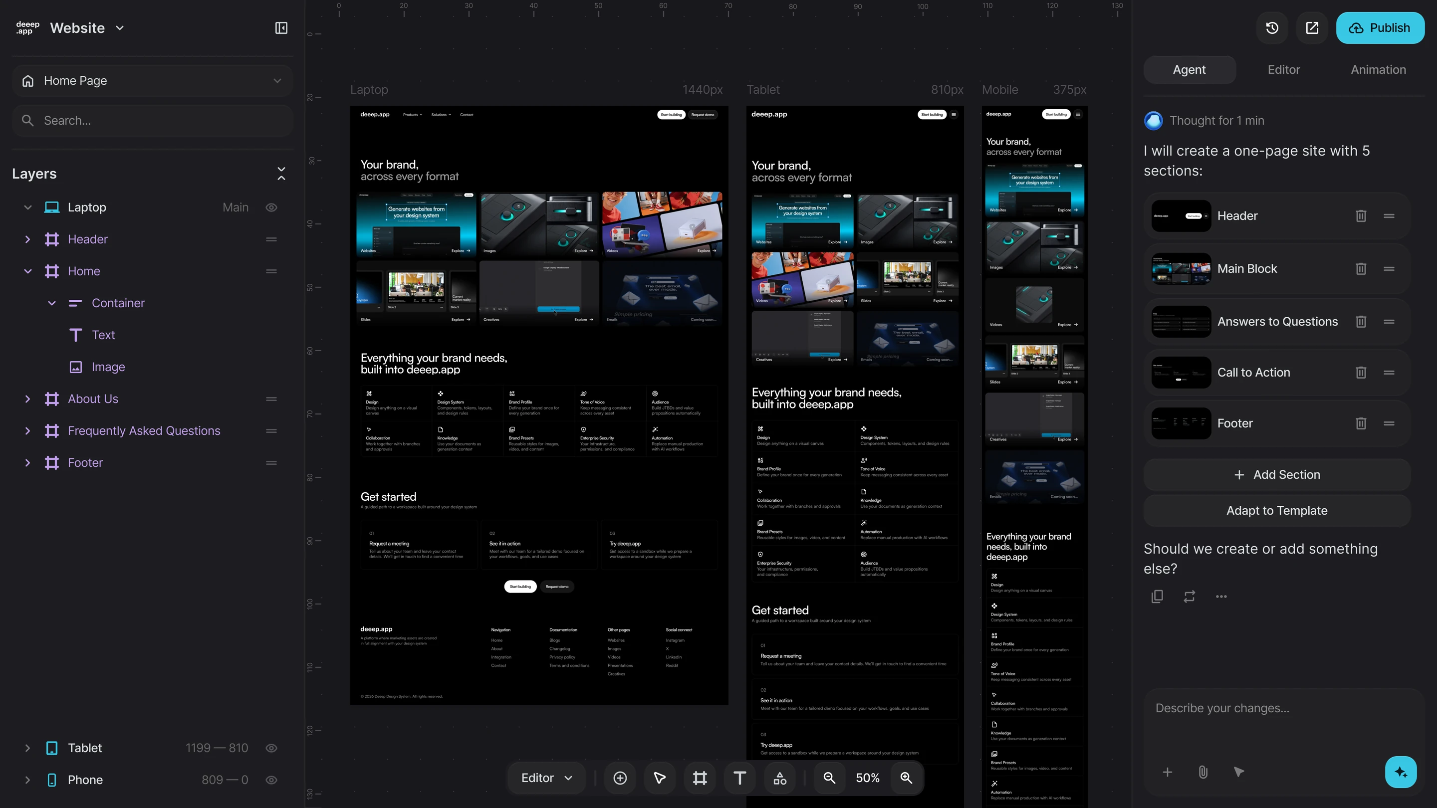 AI website builder that follows your design system